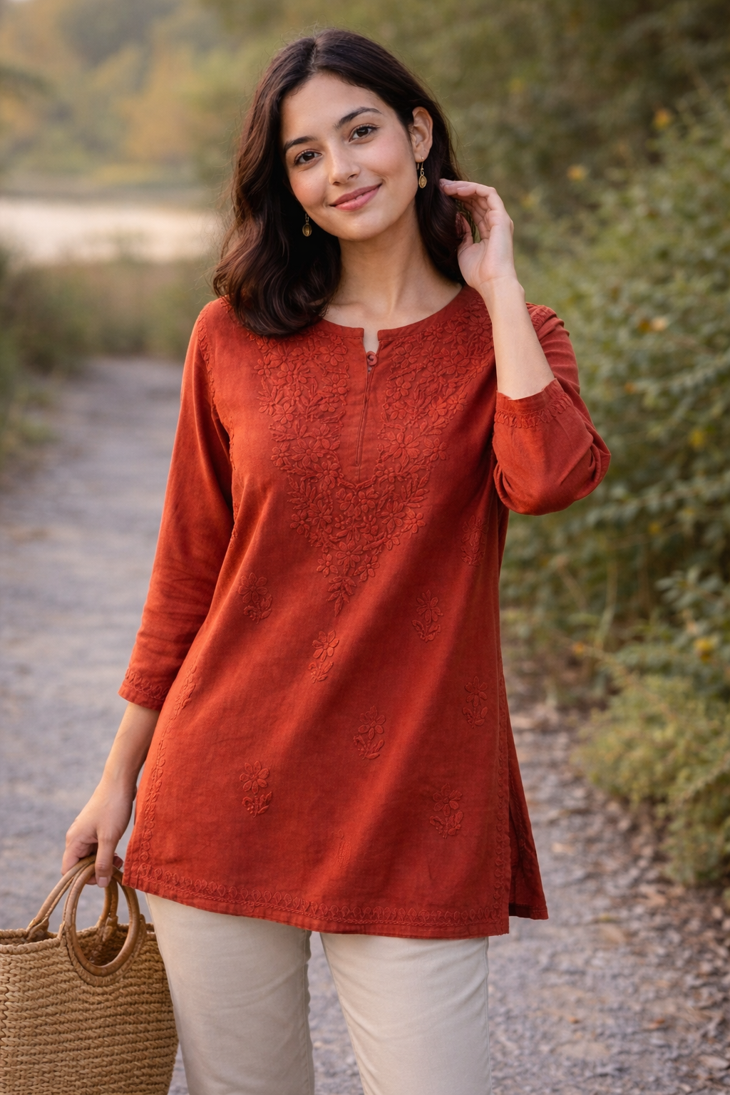 Style With Our Super Rayon Short Kurti Chikankari Work