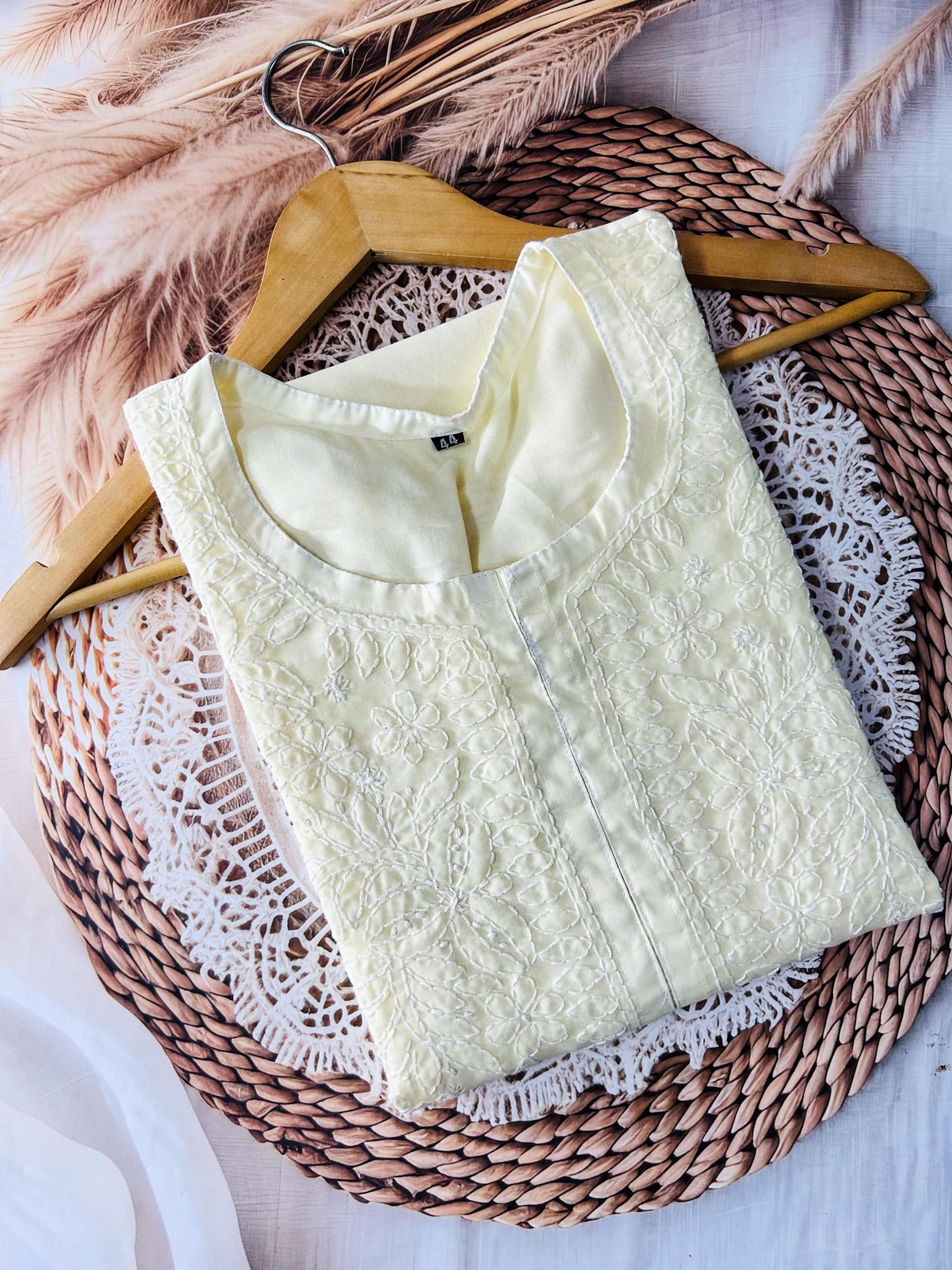 Elegant Embroidered Voile Cotton long Kurti