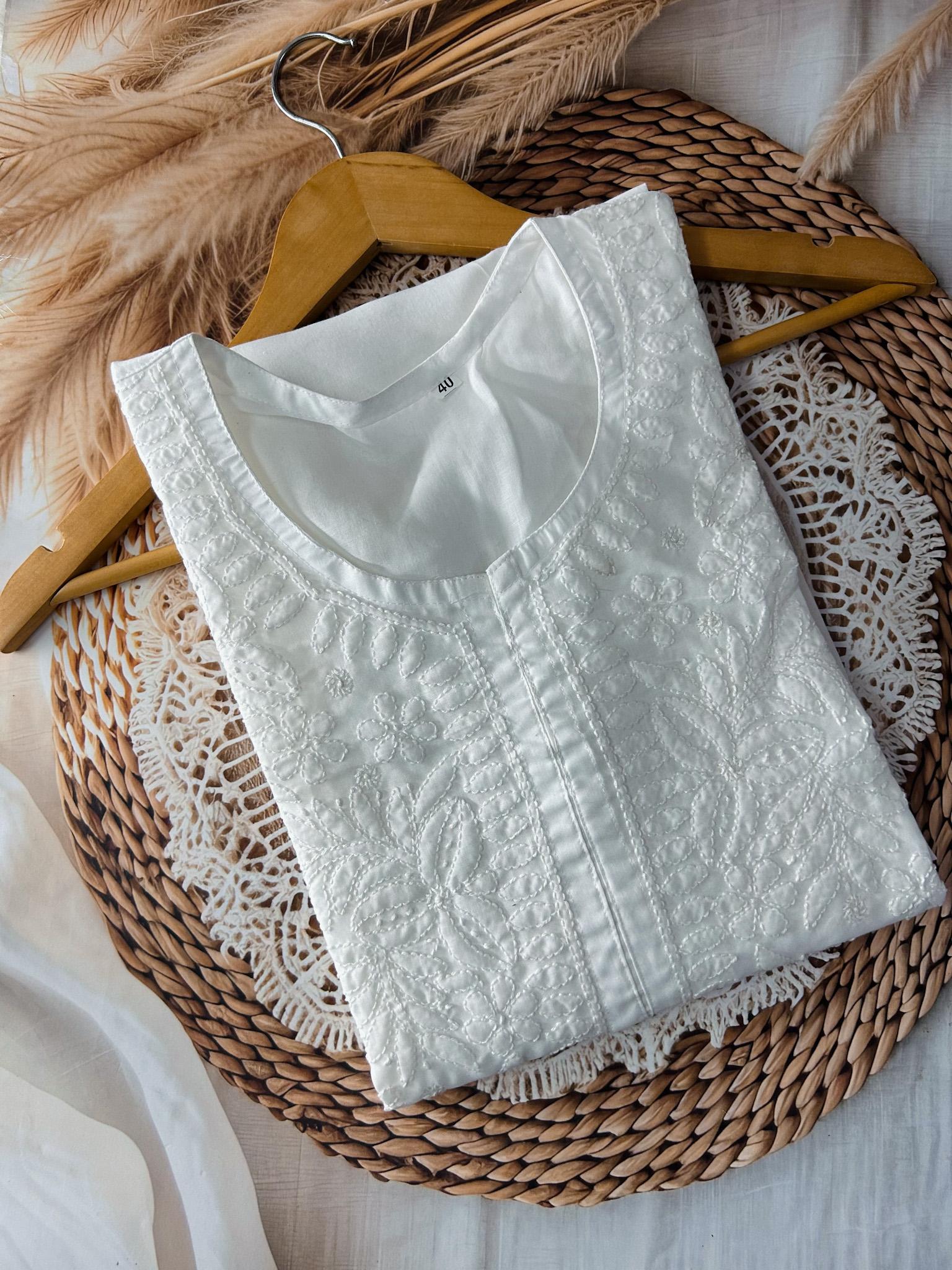 Elegant Embroidered Voile Cotton long Kurti