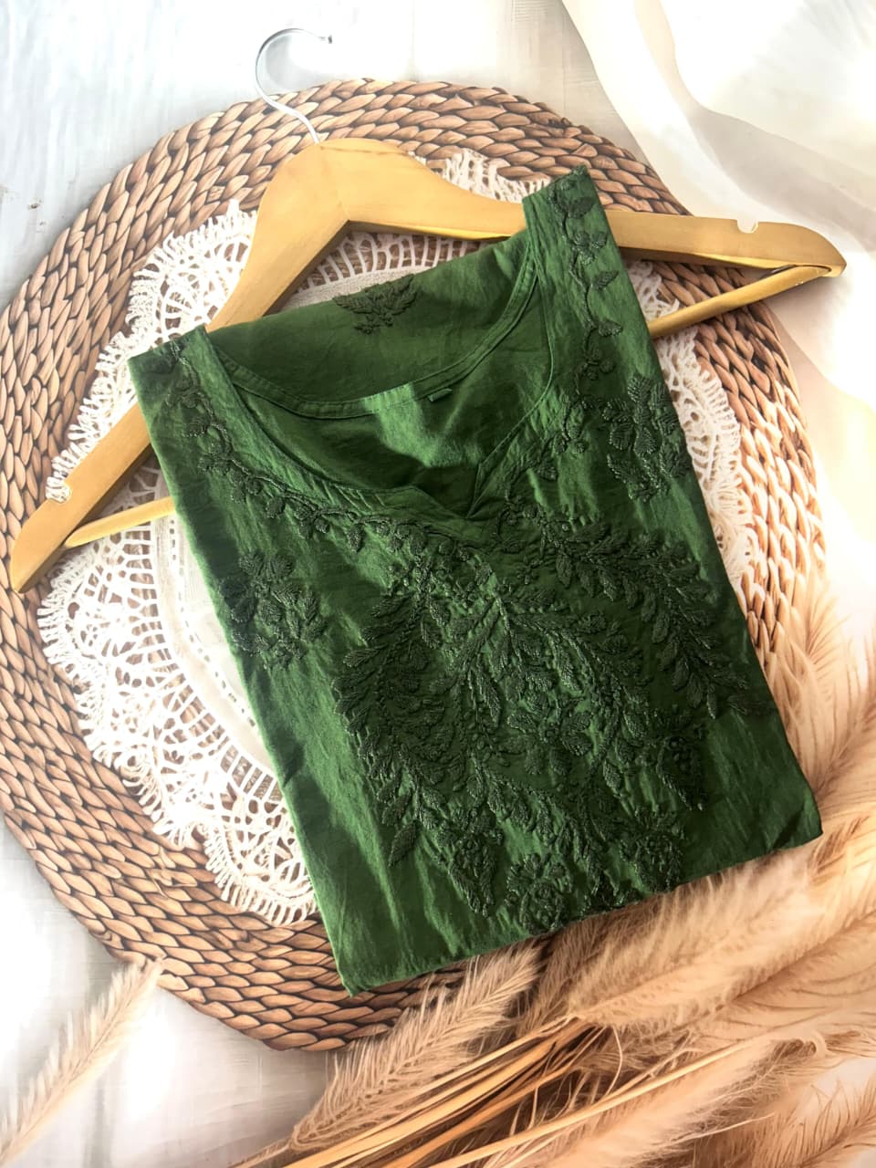 Flared Sleeves Mul Mul Cotton Chikankari long Kurti