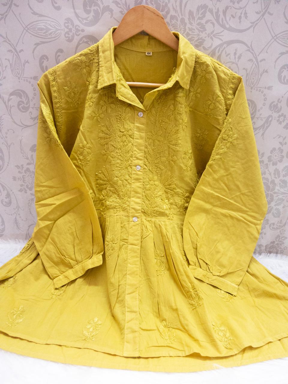 Chikankari Collared Short Gown