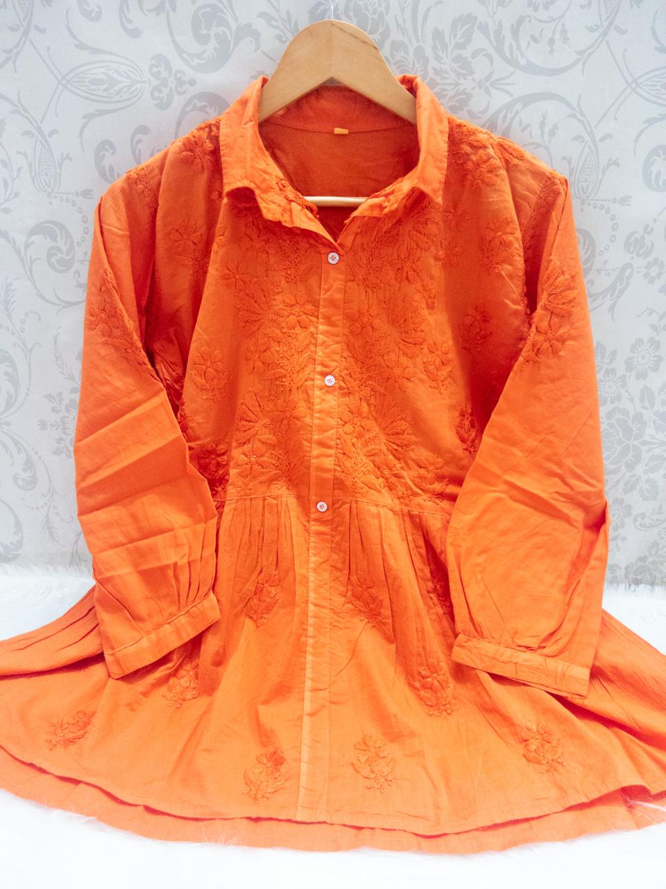 Chikankari Collared Short Gown