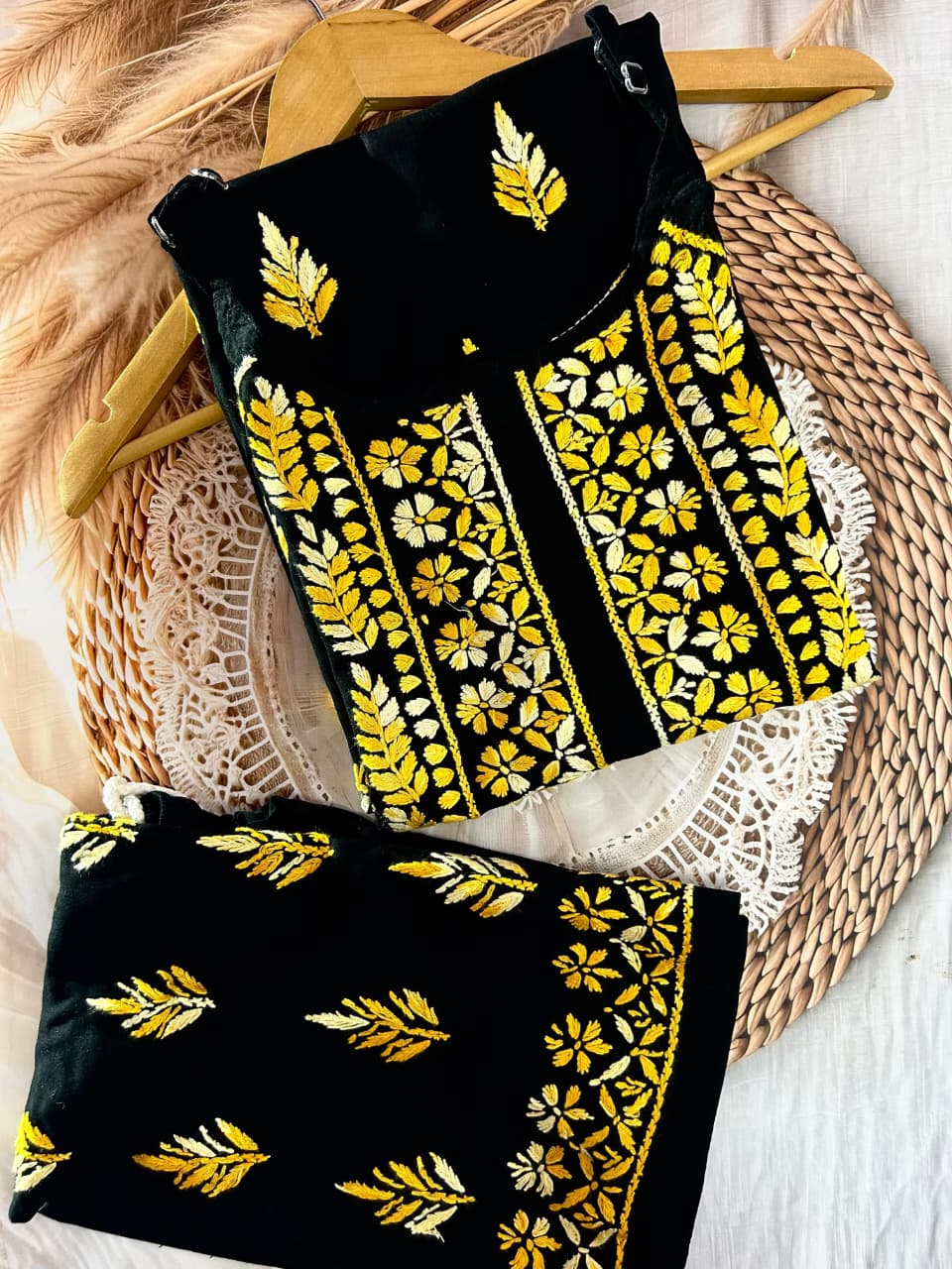 Elegant Noodle Strap Long Chikankari Set