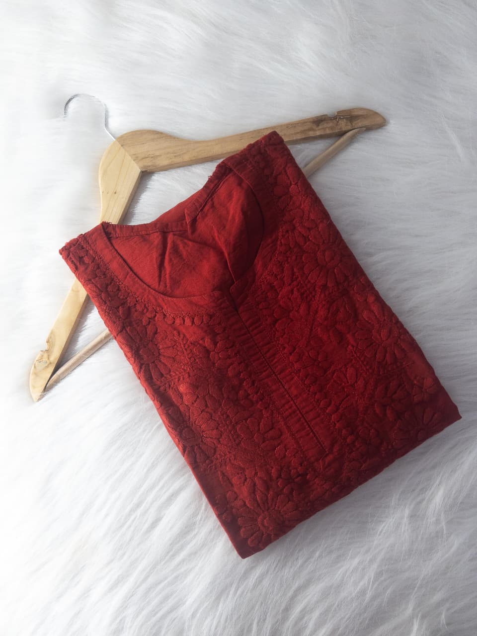 Boota Lucknowi Chikankari Chanderi Long Kurti