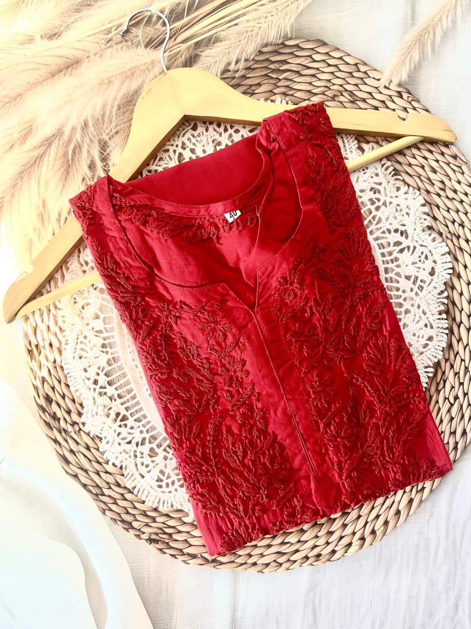 Elegant Chikankari Mul Mul Cotton Long Kurti