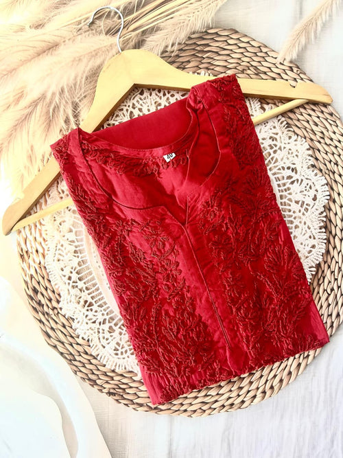 Elegant Chikankari Mul Mul Cotton Long Kurti