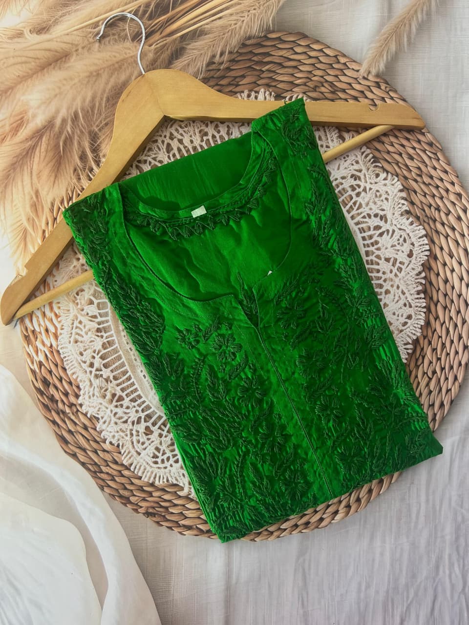 Elegant Chikankari Mul Mul Cotton Long Kurti